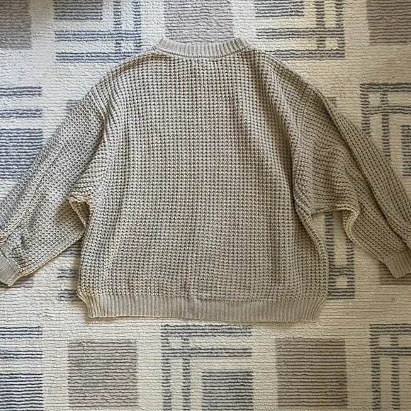 Micaela Greg Waffle Sweater in Aloe Sz M - Picture 3 of 5